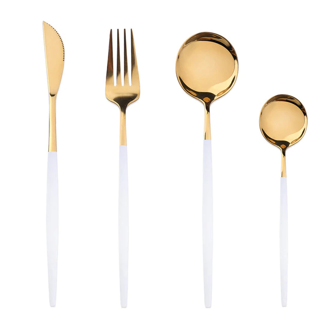 White Cutlery 4Pcs Two-Tone Cutlery Set - Living Simply House