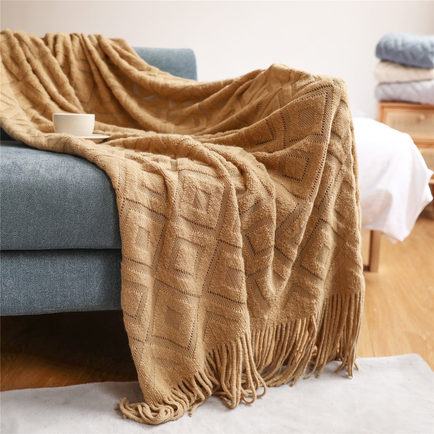 geometric-knitted-blanketblankets-and-throwsliving-simply-house-511133 Blankets and Throws Geometric Knitted Blanket - Living Simply House